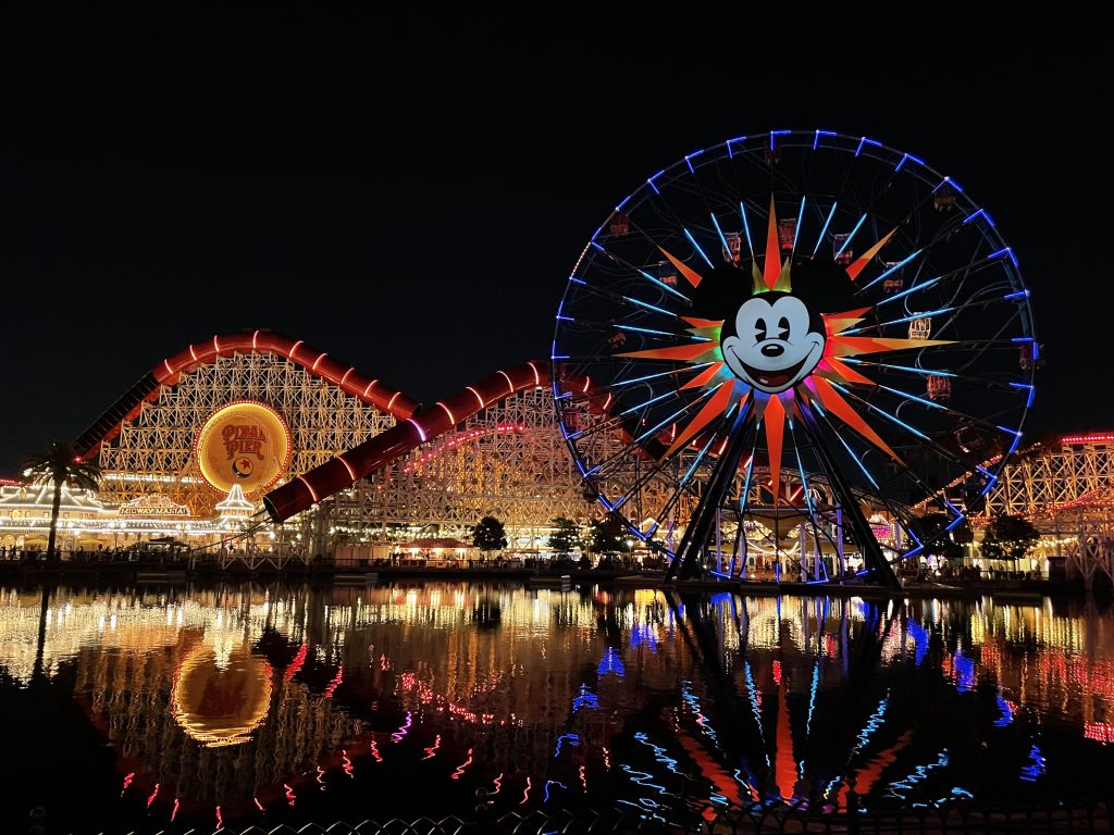 Disney California Adventure Park after dark for Disneyland Date Nite